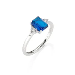 AMEN - Anello regolabile Princess con Zirconi Blu e Bianchi