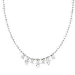 AMEN - Collana Chandelier Princess con Zirconi e Cuori Bianchi