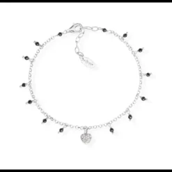Amen Bracciale Cuore Zirconato e Pepite Nere