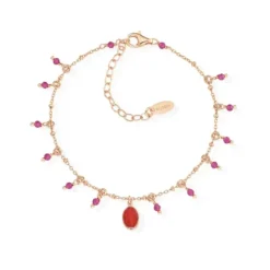Amen Bracciale Madonnina Smaltata Rossa e Pepite