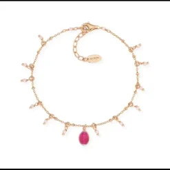 Amen Bracciale Madonnina Smaltata Rosa e Pepite