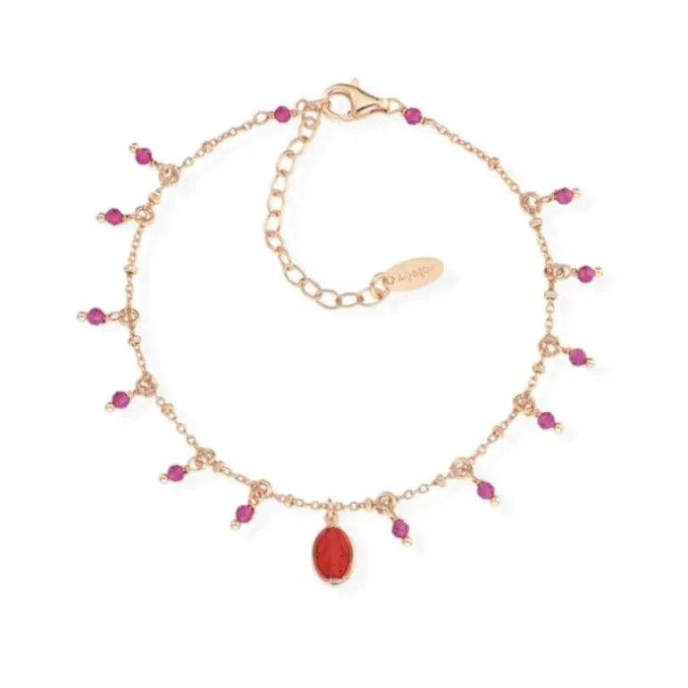 Amen Bracciale Madonnina Smaltata Rossa e Pepite