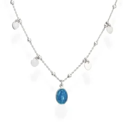 Amen Collana Madonnina Smaltata Blu e Cuori