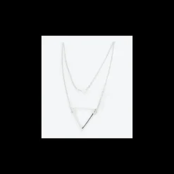 Anihma - COLLANA DOPPIO FILO TRIANGOLO E PERLA - ARGENTO
