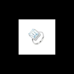 Boccadamo - Anello con centrale rettangolare acquamarina e zirconi