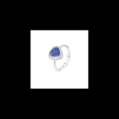 Boccadamo - Anello con cristallo a cuore tanzanite circondato da zirconi