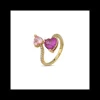 Boccadamo - Anello placcato oro giallo con due zirconi a cuore rosa e rubino