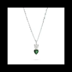 Boccadamo - Collana con cuori pendenti di zirconi bianchi e verdi