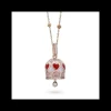 Boccadamo - Collana placcata oro rosa con campanella portafortuna rossa e rosa