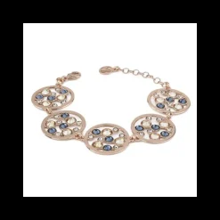 Boccadamo - Bracciale cerchi placcato oro rosa con cristalli crystal, denim blue e golden