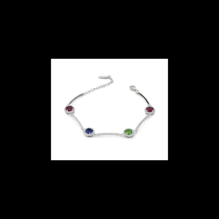 Boccadamo - Bracciale con cristalli rossi, blu, verde e inserti di zirconi