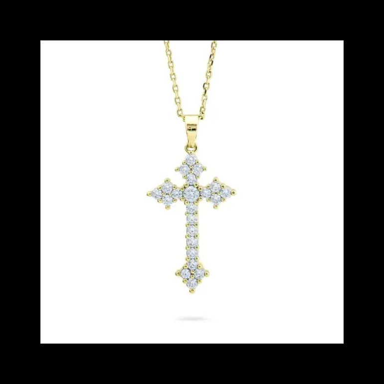 Boccadamo - Collana placcata oro giallo con croce trilobata di zirconi