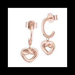 Boccadamo Orecchini a cerchio placcati oro rosa con cuore traforato centrale