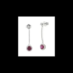 Boccadamo - Orecchini pendenti lunghi con cristallo rubino e zirconi