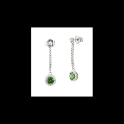 Boccadamo - Orecchini pendenti lunghi con cristallo verde e zirconi