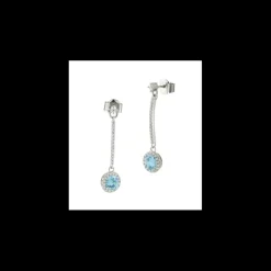 Boccadamo - Orecchini pendenti lunghi con cristallo acquamarina e zirconi