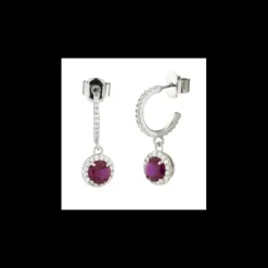 Boccadamo - Orecchini pendenti con cristallo rubino e zirconi