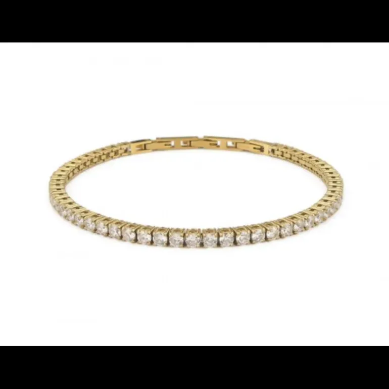 Boccadamo - Bracciale tennis color oro con zirconi bianchi medi