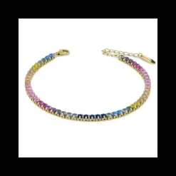 Boccadamo - Bracciale tennis argento, placcato oro giallo, colorato