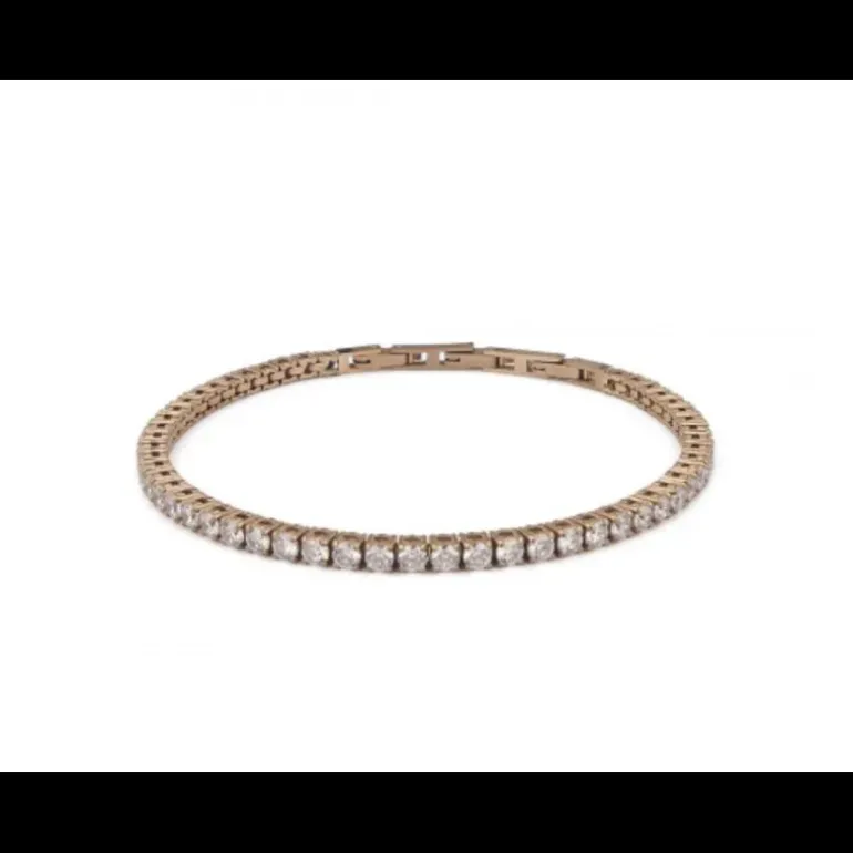 Boccadamo - Bracciale tennis color oro rosa con zirconi bianchi medi