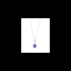 Boccadamo - Collana con cristallo pendente ovale blu con cornice di zirconi