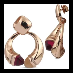 Boccadamo Orecchini Donna Pendenti Con Cristalli Corniola, Rubino e Zirconi
