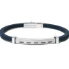 BORSARI - BRACCIALE IN CAUCCIÙ BLU NAVY CON ELEMENTO IN ACCIAIO