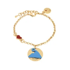 BySimon - Bracciale in Metallo con medaglia e disegno Vesuvio azzurro