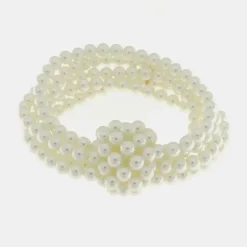 BySimon - Bracciale in Metallo con perle e nodo centrale