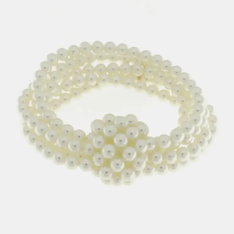 BySimon - Bracciale in Metallo con perle e nodo centrale