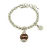 BYSIMON - Bracciale in Metallo con campanella capri con cristalli e smalto marrone