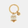 BySimon - Portachiavi in Metallo con campanella portafortuna in smalto bianco