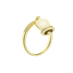 BYSIMON - Anello in Argento con campanella portafortuna impreziosita da zirconi bianchi