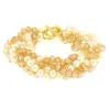 BYSIMON - Bracciale in Metallo con perline bianche e marroni intrecciate