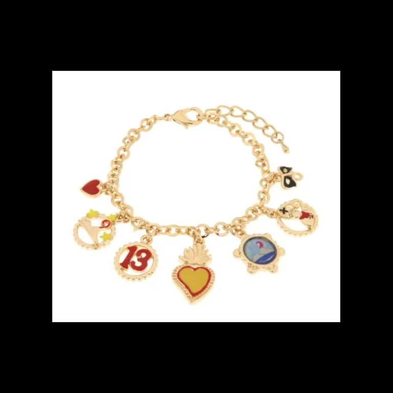 BySimon - Bracciale in Metallo con Cuore Sacro, Vesuvio, San Gennaro, Maschera, 13