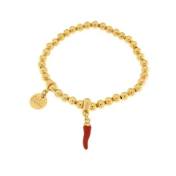 BySimon - Bracciale in Metallo con cornetto rosso