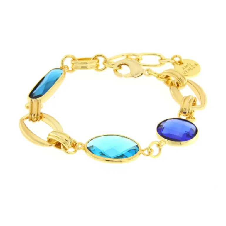 BYSIMON - Bracciale in Metallo con cristalli blu