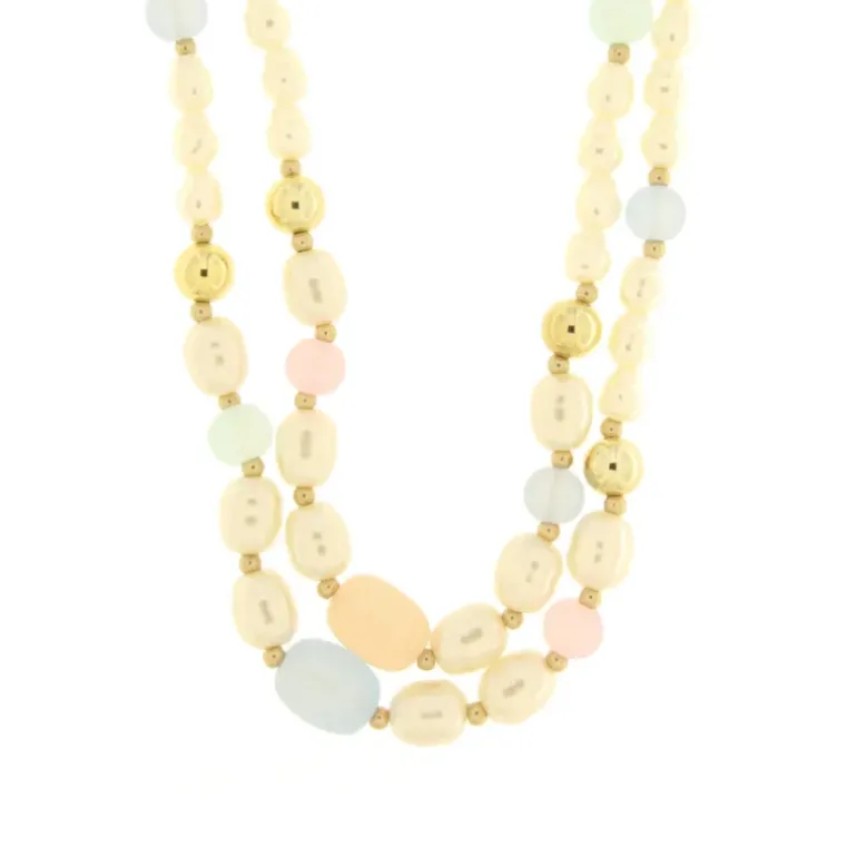 BYSIMON - Collana in Metallo con perle allungate multicolor