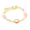 BYSIMON - Bracciale in Metallo con cristallo e perle rosa
