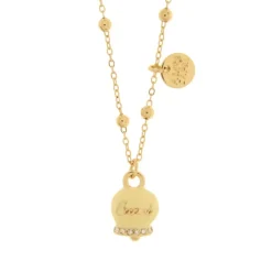 BYSIMON - Collana in Metallo con campanella crema scritta capri