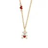 BYSIMON - Collana in Metallo con orso bianco e cuore rosso