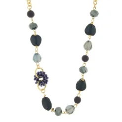 BYSIMON - Collana in Metallo con pietre e dettaglio in perline blu