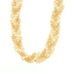 BYSIMON - Collana in Metallo con perline bianche e gialle intrecciate