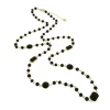 BYSIMON - Collana in Metallo lunga con perle e pietre nere
