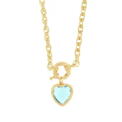 BYSIMON - Collana in Metallo con cuore azzurro