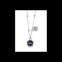 BYSIMON - Collana metallo con campanella smaltata blu con scritta Capri