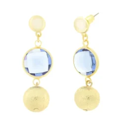 BySimon - Orecchini in Metallo con cristallo blu e perla oro