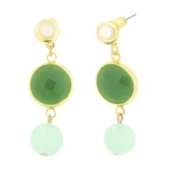 BySimon - Orecchini in Metallo con cristallo e perlina verde