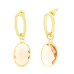 BySimon - Orecchini in Metallo con catena ovale e cristallo