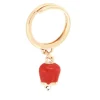 BYSIMON - Anello in Metallo con campanella portafortuna pendente, smalto rosso e punto luce